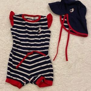 Navy & white romper